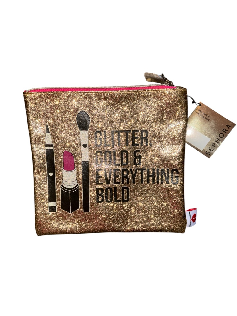 NWT Sephora ‘Glitter, Gold & Everything Bold’ Cosmetic Makeup Bag Travel Pouch
